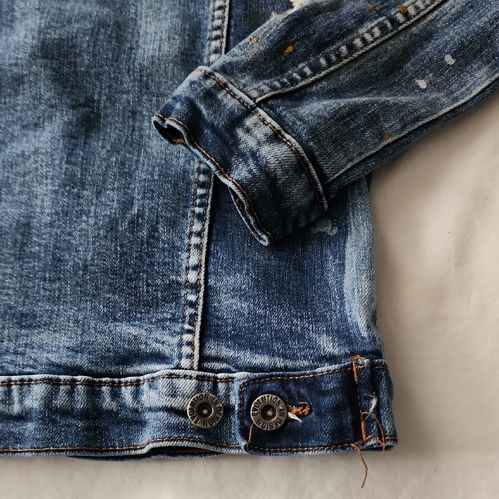 Boy's Evolution In Design Distressed Blue Denim Jacket - Picture 9 of 12
